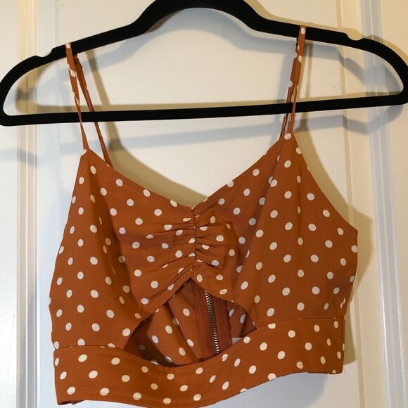 Flynn Skye Polka Dot Cleo Crop Top Rust/White Size XS EUC - Picture 2 of 11